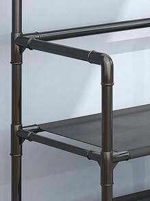 1pc Stainless Steel Shoe Rack, Minimalist Black Shoe Storage Rack For Home - Black - View 3