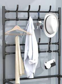 1pc Stainless Steel Shoe Rack, Minimalist Black Shoe Storage Rack For Home - Black - View 4