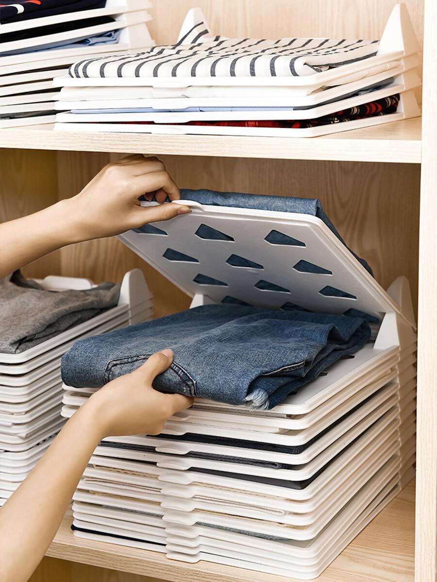 1pc Plastic Clothes Dividing Board, Minimalist White Foldable Clothes ...