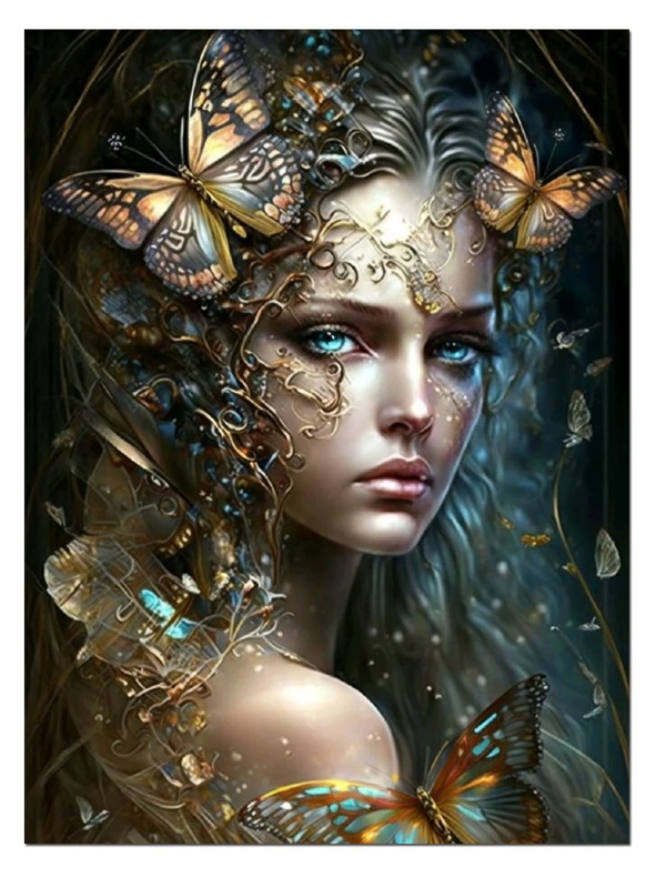 1set Polyresin DIY Diamond Painting, Modern Butterfly & Figure Graphic DIY Diamond Unframed