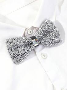 Street 1pc Men Rhinestone Decor Luxury Bow Tie For Decoration - Silver - View 1