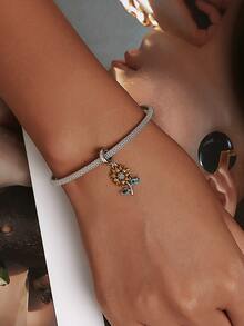 ESBERRY 1入組時尚銀方晶鋯石裝飾向日葵DIY吊墜適用於女士DIY首飾製作 - 彩色 - 查看 4