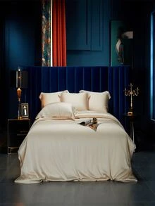 3pcs/set Solid Color Duvet Cover Set Without Filler, Modern Fabric Bedding Set For Home - Apricot - View 1