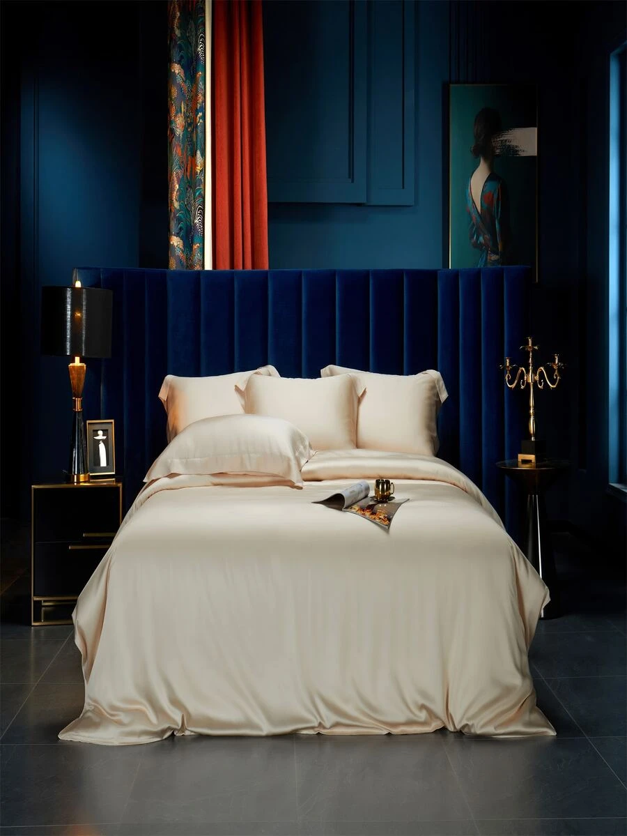 3pcs/set Solid Color Duvet Cover Set Without Filler, Modern Fabric Bedding Set For Home - Apricot - View 1