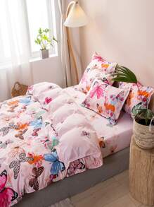 3pcs/set Butterfly Pattern Duvet Cover Set Without Filler, Modern Fabric Bedding Set For Home - Multicolor - View 3