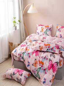 3pcs/set Butterfly Pattern Duvet Cover Set Without Filler, Modern Fabric Bedding Set For Home - Multicolor - View 5