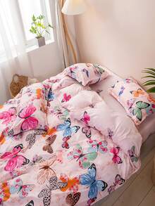 3pcs/set Butterfly Pattern Duvet Cover Set Without Filler, Modern Fabric Bedding Set For Home - Multicolor - View 7