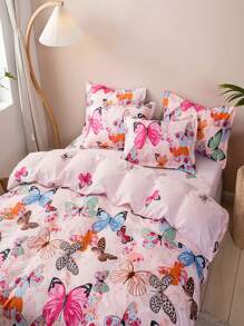 3pcs/set Butterfly Pattern Duvet Cover Set Without Filler, Modern Fabric Bedding Set For Home - Multicolor - View 9