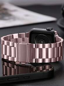 男女商務休閒時尚不銹鋼金屬手錶帶，適用於Apple Watch 42mm/44mm/45mm/49mm/38mm/40mm/41mm，適用於Apple Watch 8/7/6/5/4/3/2/1/Se/Se2/Ultra活動手鍊，附贈免費拆卸工具 - 粉色 - 查看 2