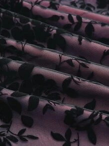 SHEIN MOD 印花胸部褶皺高衩吊帶洋裝 - 粉色 - 查看 4