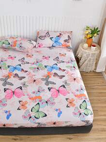 1入組蝴蝶圖案床笠臥室布料床笠 - 彩色 - 查看 4