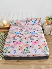 1入組蝴蝶圖案床笠臥室布料床笠 - 彩色 - 查看 5