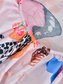 1入組蝴蝶圖案床笠臥室布料床笠 - 彩色 - 查看 6