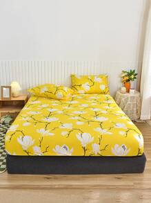 1入組花卉圖案床笠臥室織物床笠 - 彩色 - 查看 1