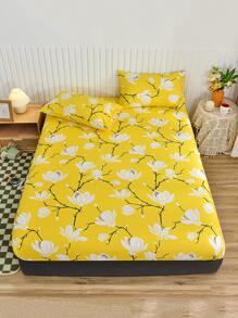 1入組花卉圖案床笠臥室織物床笠 - 彩色 - 查看 5