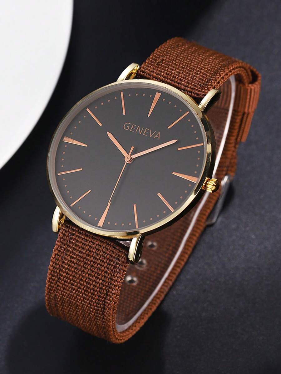 Men Round Pointer Quartz Watch
