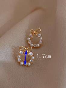 1 đôi Duyên dáng Hợp kim kẽm Ngọc trai Giả & Đồ trang trí Rhinestone Còng tai Đối với phụ nữ Để Trang Trí Hàng Ngày - Vàng - Xem 4