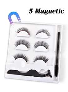 Homaylash 3對貓眼假睫毛帶刷和鑷子 - 黑色 - 查看 2