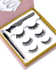 Homaylash 3對貓眼假睫毛帶刷和鑷子 - 黑色 - 查看 5