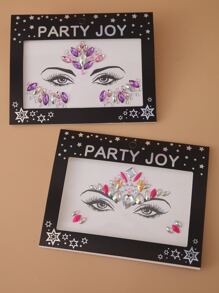 Party Joy 2sheets Rhinestone Facial Tattoo Sticker - Multicolor - View 1