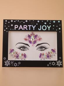 Party Joy 2sheets Rhinestone Facial Tattoo Sticker - Multicolor - View 2