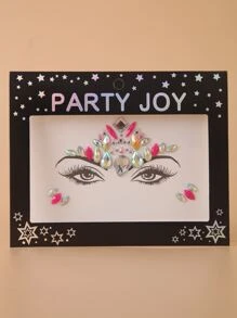 Party Joy 2sheets Rhinestone Facial Tattoo Sticker - Multicolor - View 3