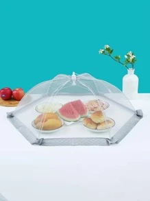 1pc Collapsible Mesh Food Cover, Modern Polyester Mesh Food Tent For Kitchen - Grey - View 4