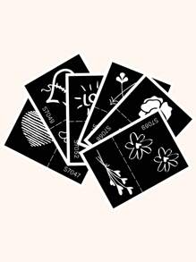 6pcs Heart & Flower Pattern Hollow Out Tattoo Stencil - Black - View 3