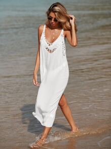 Swim Vcay Summer Outfits For Women Women's Crochet Cover-Up, Elegant & Casual For Daily Wear And Holiday - White - View 7