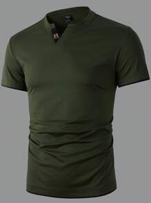 Manfinity Homme Áo thun & Áo lót Nam Khối Màu Lá thư Giải trí - xanh quân đội - Xem 1