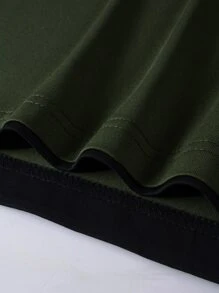 Manfinity Homme Áo thun & Áo lót Nam Khối Màu Lá thư Giải trí - xanh quân đội - Xem 3