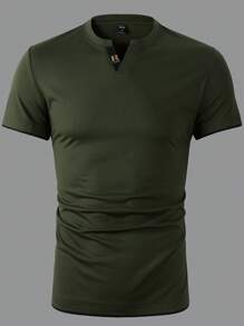 Manfinity Homme Áo thun & Áo lót Nam Khối Màu Lá thư Giải trí - xanh quân đội - Xem 5