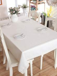 1 Khăn Trải Bàn Bằng Vải, Khăn Trải Bàn Hình Chữ Nhật Màu Trắng Hiện Đại, Khăn Trải Bàn Cho Bàn - trắng - Xem 1