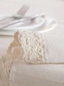 1 Khăn Trải Bàn Bằng Vải, Khăn Trải Bàn Hình Chữ Nhật Màu Trắng Hiện Đại, Khăn Trải Bàn Cho Bàn - trắng - Xem 3