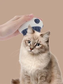 1pc Cartoon Panda Design Pet Bath Massage Brush - Blue and White - View 3