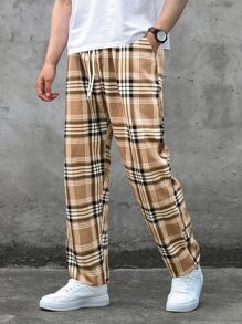 Manfinity Quần Nam Dây kéo Sọc ca rô Giải trí - Nhiều màu - Xem 1