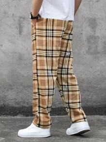 Manfinity Quần Nam Dây kéo Sọc ca rô Giải trí - Nhiều màu - Xem 2