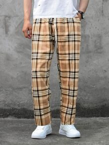 Manfinity Quần Nam Dây kéo Sọc ca rô Giải trí - Nhiều màu - Xem 3