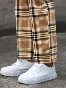 Manfinity Quần Nam Dây kéo Sọc ca rô Giải trí - Nhiều màu - Xem 4