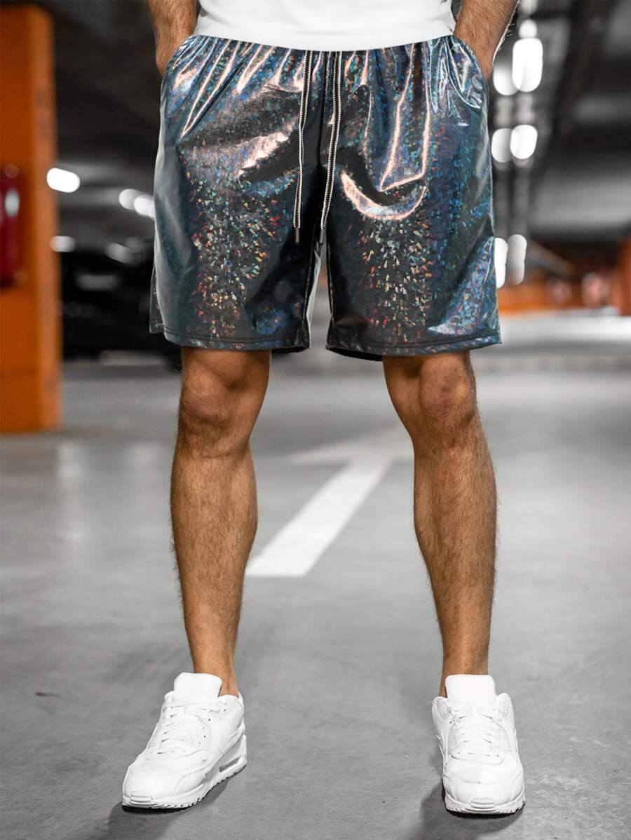Manfinity AFTRDRK Loose Fit Men's Holographic Drawstring Waist Shorts ...