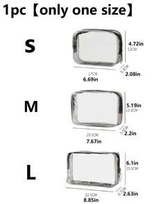 1入組透明大容量化妝收納袋簡約塑料便攜式化妝品收納袋化妝刷收納袋居家旅行 - 無色 - 查看 2