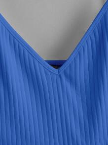 Soleia Solid Ruffle Hem Cami Top - Royal Blue - View 3