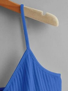 Soleia Solid Ruffle Hem Cami Top - Royal Blue - View 4