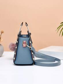 Small Square Bag Pearl & Pom Pom Decor Striped Detail Colorblock, Mother Day Gifts, Mom Gifts, Mommy's Essentials, Mommy Bag For Going Out