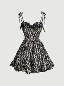 SHEIN MOD 碎花肩上打結吊帶連衣裙 - 彩色 - 查看 2