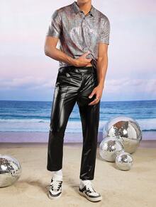 Manfinity Men Crocodile Embossed Polo Shirt - Silver - View 7