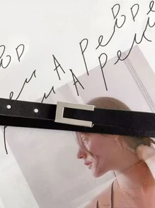 1 件女士纯色 Geo 带扣时尚腰带，适合夏季、秋季、万圣节等场合的服饰装饰