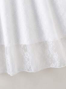 女孩蕾絲拼接腰帶半身裙