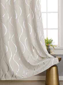 Estelar Textiler 2 chiếc rèm họa tiết sọc, rèm cản sáng polyester hiện đại cho phòng ngủ và phòng khách - Màu be - Xem 5