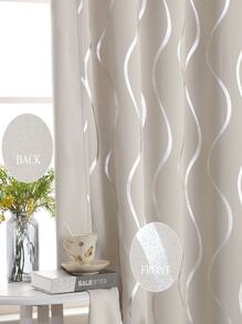 Estelar Textiler 2 chiếc rèm họa tiết sọc, rèm cản sáng polyester hiện đại cho phòng ngủ và phòng khách - Màu be - Xem 6